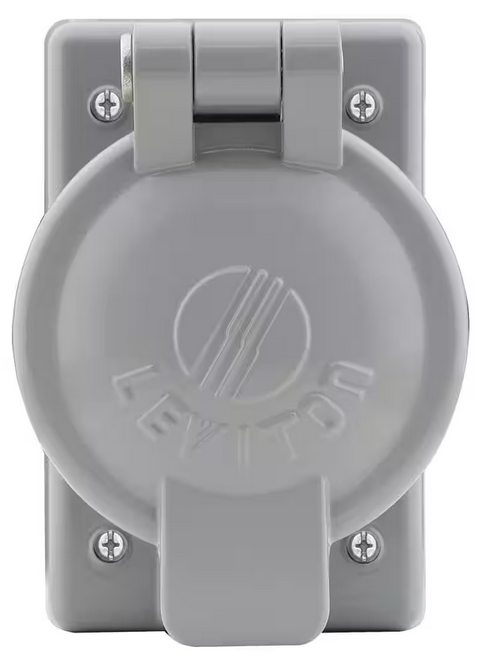 1-Gang Weather-Resistant FS Mount Cover Plate with Vertical Self Closing Lid for 2.15 in. Dia 50 Amp Outlet, Aluminum