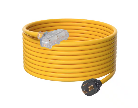 25 ft. 30 Amp 125-Volt Fan-Style Generator Extension Cord (NEMA L5-30P to Three NEMA 5-15R)with Twist Lock Connectors - 91011411606