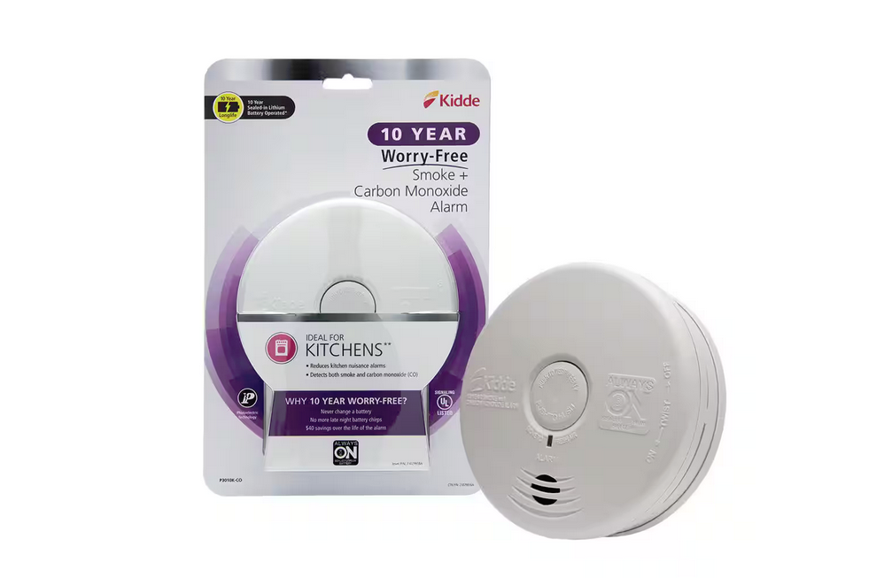 10-Year Worry Free Smoke & Carbon Monoxide Detector, Lithium Battery Powered with Photoelectric Sensor - 9146429