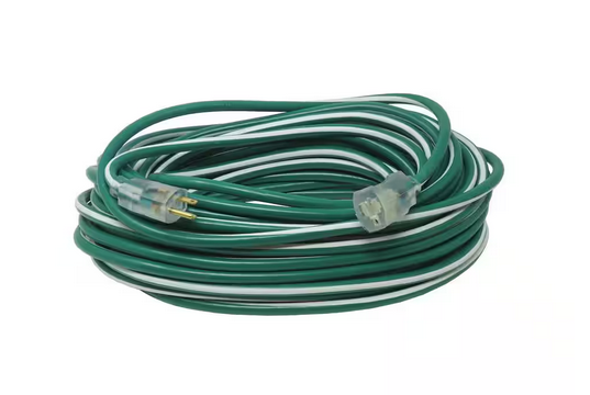 80 ft. 12/3 SJTW Outdoor Heavy-Duty Extension Cord with Power Light Plug, Green/White - 91002696995