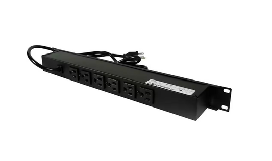 Wiremold 6-Outlet 15 Amp Rackmount Rear Power Strip with Lighted On/Off Switch, 6 ft. Cord - 91000541560