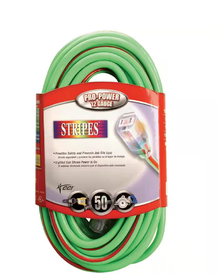 100 ft. 10/3 SJTW Hi-Visibility Multi-Color Outdoor Heavy-Duty Extension Cord with Power Light Plug