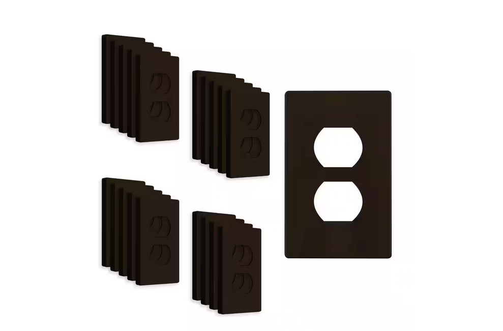 1-Gang Brown Duplex Outlet Plastic Screwless Wall Plate (20-Pack) - 91010413767