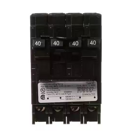 Two 40 Amp Double Pole Type QT Quad Circuit Breaker - 95163939