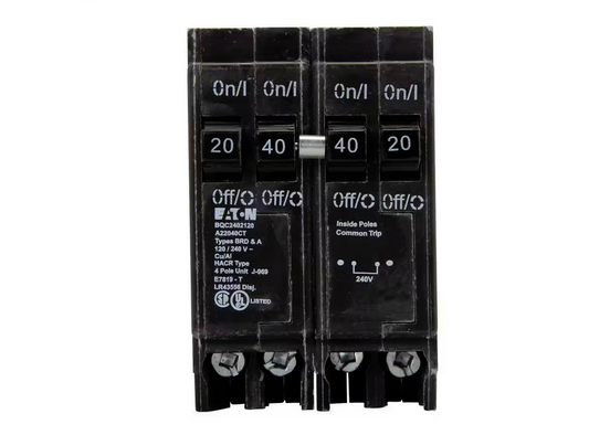 BR 1-40 Amp 2 Pole and 2-20 Amp 1-Pole BQC (Common Trip) Quad Circuit Breaker