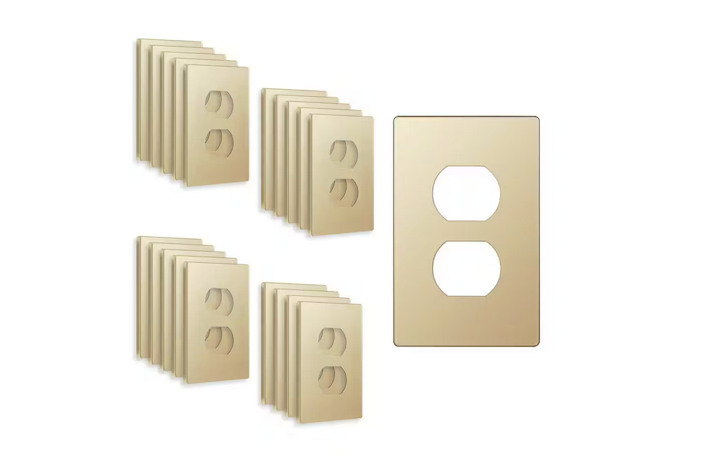 1-Gang Gold Duplex Outlet Plastic Screwless Wall Plate (20-Pack) - 91010413783