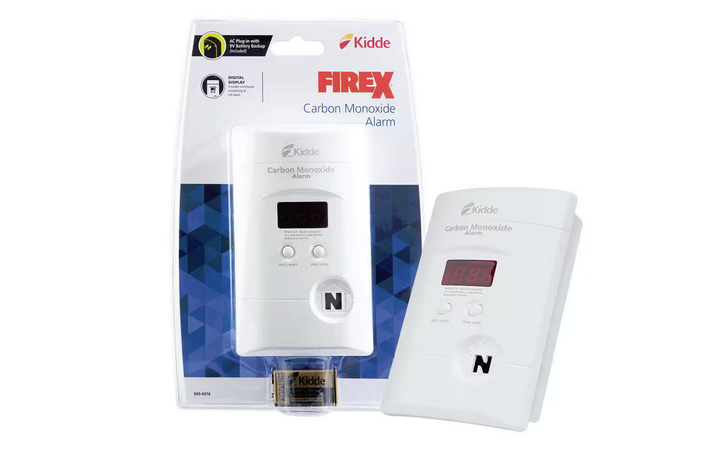 Firex Plug-in Carbon Monoxide Detector, 9-Volt Battery Backup and Digital Display, CO Detector - 9201001