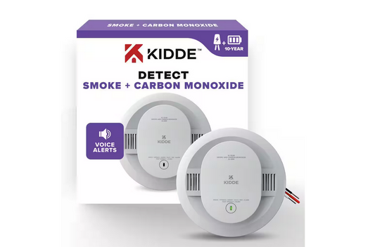 10-Year Hardwired Combination Smoke and Carbon Monoxide Detector with Interconnected Alarm LED Lights and Voice Alerts - 91010608807