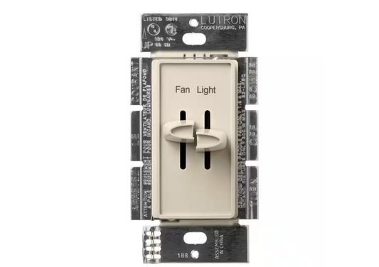 Skylark Combination Fan and Light Control, 3-Speed, 1.5A Fan/300W Incandescent, Single-Pole, Light Almond (S2-LFSQH-LA) - 9610402