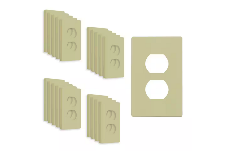 1-Gang Ivory Duplex Outlet Plastic Screwless Wall Plate (20-Pack) - 91010413775