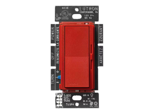 Diva LED+ Dimmer Switch for Dimmable LED Bulbs, 150-Watt/Single-Pole or 3-Way, Signal Red (DVSCCL-153P-SR) - 91009229199