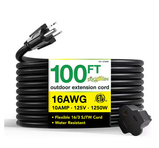 100 ft. 16/3 SJT W-A Extension Cord - Black - 91001271091