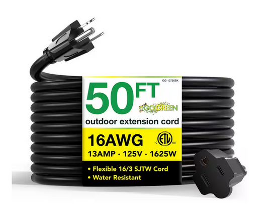 50 ft. 16/3 SJTW Outdoor Extension Cord - Black - 91001107208