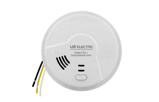 3-In-1 Smoke Fire and Carbon Monoxide Detector 10-Year Sealed Battery Backup Hardwired Microprocessor Intelligence - 91005590452