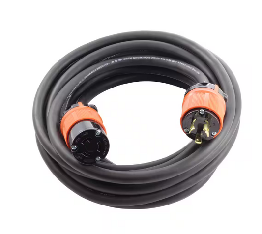 75 ft.SOOW 12/3 NEMA L6-20 20A 250-Volt Indoor/Outdoor Black Rubber Extension Cord - 91011399794