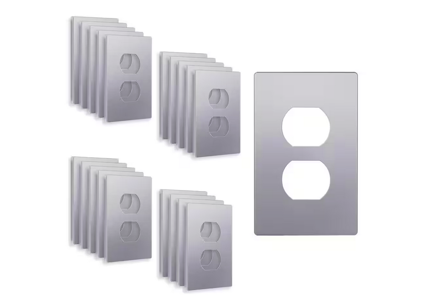 1-Gang Silver Duplex Outlet Plastic Screwless Wall Plate (20-Pack) - 91010413790