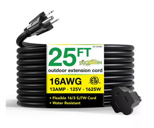 25 ft. 16/3 Heavy Duty Extension Cord - Black - 91001360517