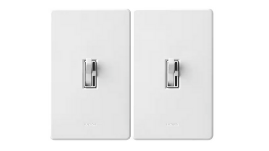 Toggler LED+ Dimmer Switch w/Wallplate for Dimmable LED Bulbs, 150W/Single-Pole or 3-Way, White (TGCL-2PK-WHW) (2-Pack)