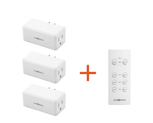 Wireless Indoor Remote Control Outlet Switch with 3 RCVs and 1 Remote - 91004297661