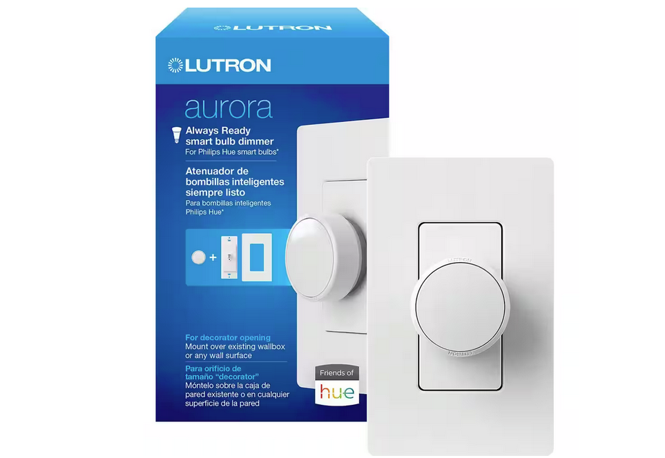 Aurora Smart Bulb Dimmer Switch for Paddle Switches, for Philips Hue Smart Bulbs, White (Z3-1BRL-PKGD-WH) - 91005987606