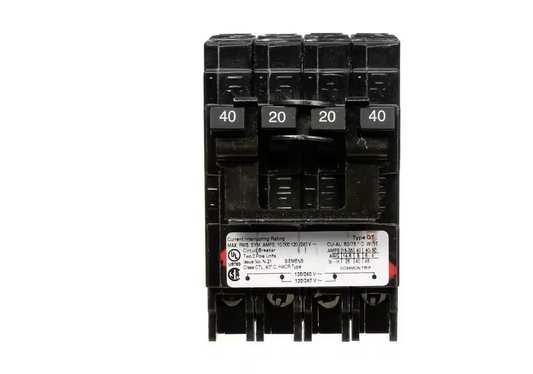 20 Amp Double-Pole and 40 Amp Double-Pole Type QT Quad Circuit Breaker