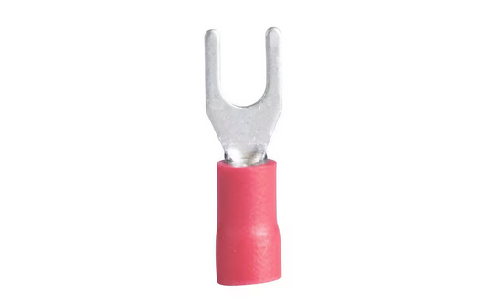 22 - 16 AWG #4 - 6 Stud Size Vinyl-Insulated Spade Terminals, Red (75-Pack) - 9410651