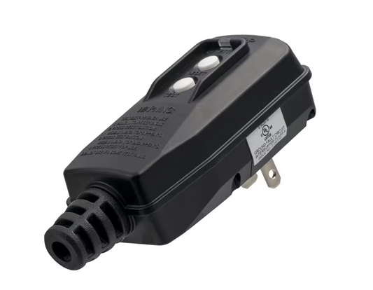 4.67 in. 15 Amp Manual Reset 2 Prong Portable GFCI Replacement Right Angle Plug Assembly - 91008253117