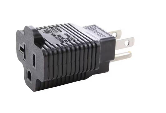 Plug Adapter 15 Amp Household Plug to 20 Amp T-Blade Female Outlet Adapter (NEMA 5-15P to 5-15/20R) - 91002730609