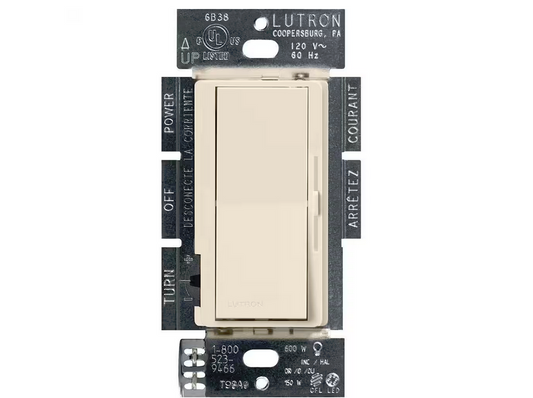 Diva LED+ Dimmer Switch for Dimmable LED Bulbs, 150-Watt/Single-Pole or 3-Way, Light Almond (DVCL-153PR-LA) - 91002432521