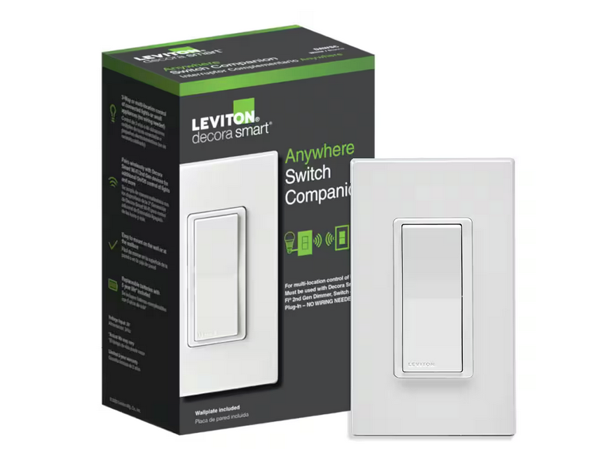 Decora Smart Anywhere Switch Companion, Add Wire-Free 3-Way On/Off Control to Decora Smart Wi-Fi 2nd Gen, White - 91006063954