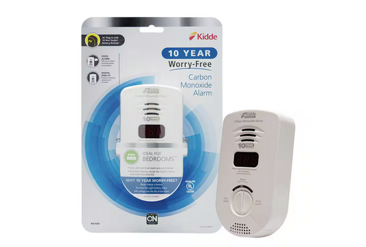 10 Year Worry-Free Plug-In Carbon Monoxide Detector with Battery Backup, Digital Display, and Voice Alarm - 91001514864