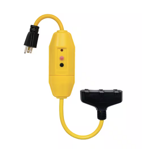 2 ft. In-Line GFCI Triple Tap Cord Manual Reset