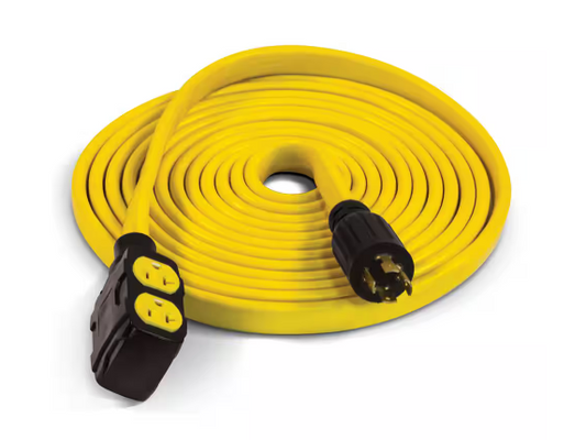 25 ft. 30 Amp 125/250-Volt Duplex-Style Flat Generator Extension Cord - 91003060802