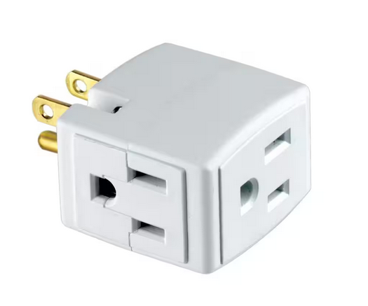 Grounded Triple Cube Outlet Adapter, White - 91002723630