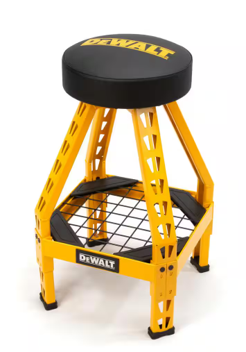 32 in. H x 17 in. W x 17 in. D Swivel Shop Stool with Shelf