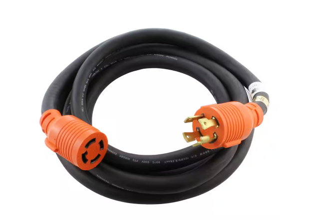 25 ft. 10/4 Soow Nema L14-30 125-Volt/250-Volt 30 Amp Generator Rubber Extension Cord - 91008744040