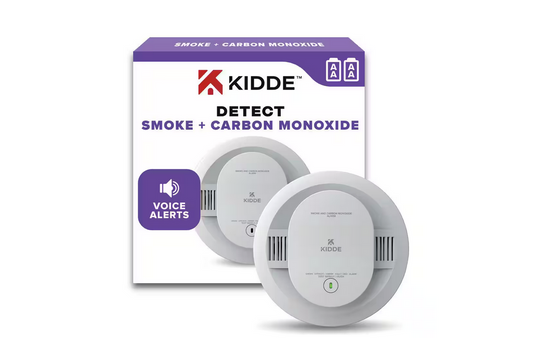 Battery Powered Combination Smoke and Carbon Monoxide Detector with Alarm LED Warning Lights and Voice Alerts - 91010608795