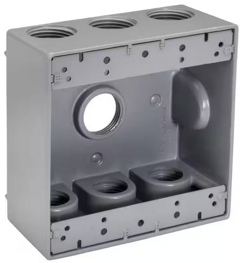 3/4 in. Weatherproof 7-Hole Double Gang Electrical Box - 91009346242