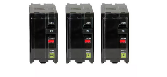 QO 20 Amp 2-Pole Circuit Breaker (3-Pack) - 91003146434