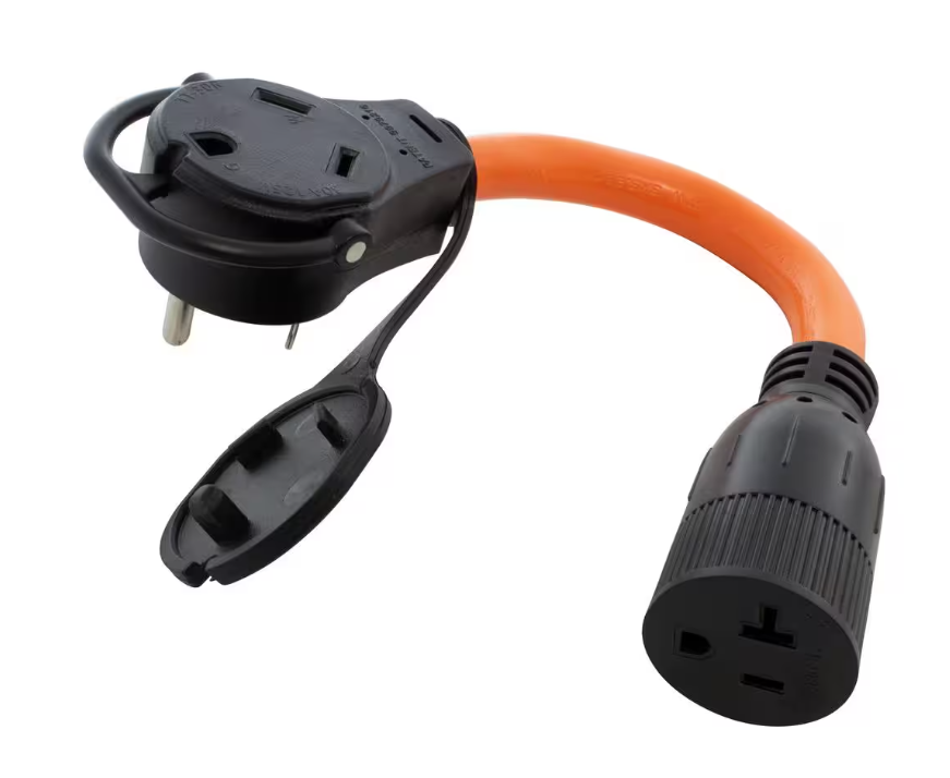 1 ft. 30 Amp RV Piggy-Back Plug with 15/20 Amp Household Connector - 91005746906