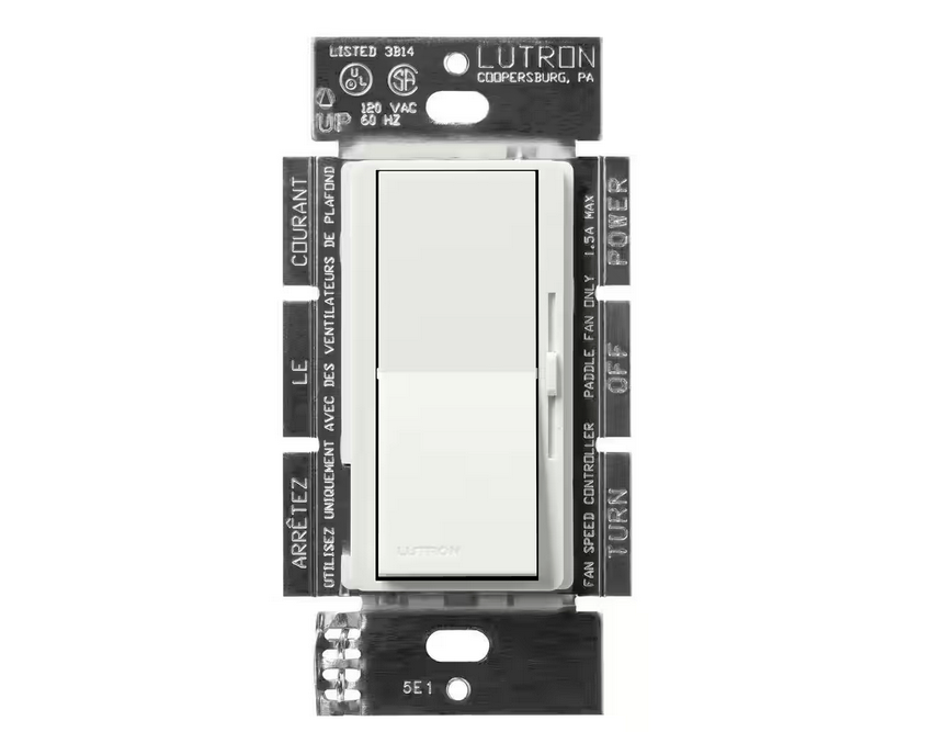 Diva 3-Speed Fan Control, Single-Pole/3-Way, 1.5 Amp, Architectural White (DVSCFSQ-F-RW) - 91009500792