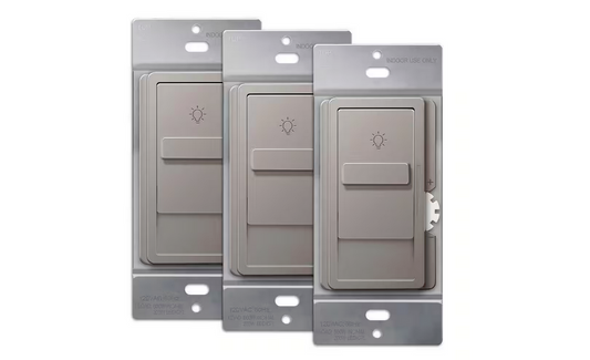 Kalide 200-Watt Single Pole Slide Dimmer Light Switch, No Neutral, Nickel (3-Pack) - 91009754073