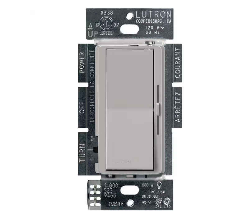 Diva LED+ Dimmer Switch for Dimmable LED and Incandescent Bulbs, 150-Watt/Single-Pole or 3-Way, Gray (DVCL-153PR-GR) - 91003315979