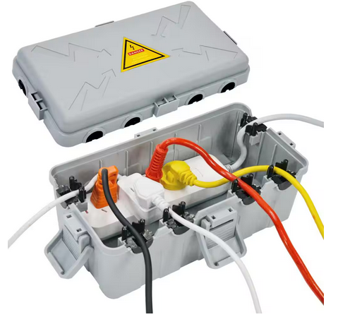 Connection Wall Box 11.6 in. x 6.7 in. x 6 in. Plastic Electrical Box with 6 Cable Seal Entry IP54 Waterproof Cord Cover - 91012054759