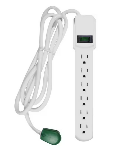 6 Outlet Surge Protector with 6 ft. Heavy Duty Cord - White - 91001069647