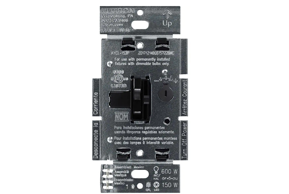 Toggler LED+ Dimmer Switch for Dimmable LED and Incandescent Bulbs, 150W/Single-Pole or 3-Way, Black (AYCL-153P-BL)