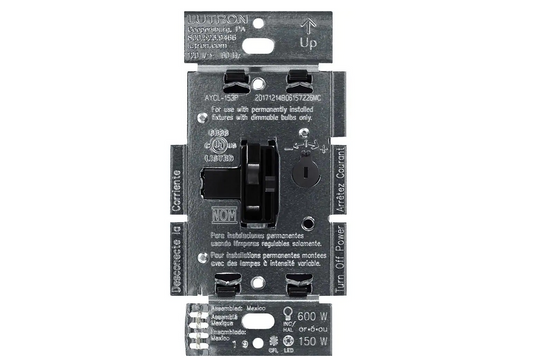 Toggler LED+ Dimmer Switch for Dimmable LED and Incandescent Bulbs, 150W/Single-Pole or 3-Way, Black (AYCL-153P-BL)