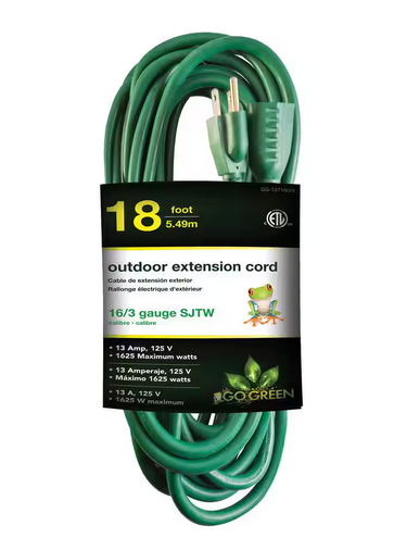 18 ft. 16/3 Heavy Duty Extension Cord, Green - 91003011029