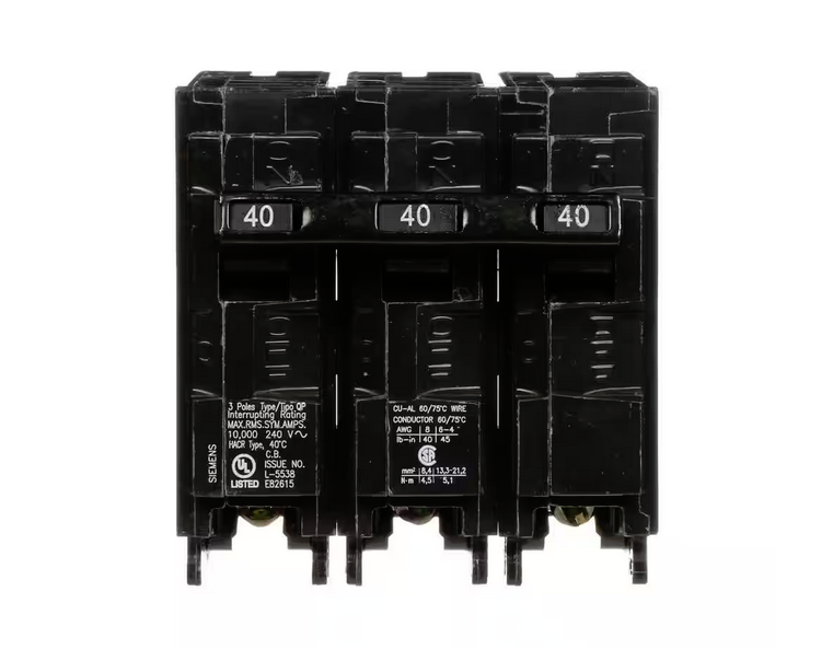 40 Amp Three-Pole Type QP Circuit Breaker - 9196408