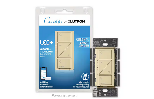 Caseta Smart Dimmer Switch for Wall & Ceiling Lights, 150W LED, Ivory (PD-6WCL-IV)